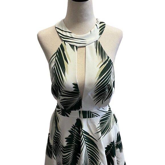 C/MEO Collective Revolve Witness Fit Flare Dress S Small Tropical Leaf Pine Maui - Picture 5 of 11